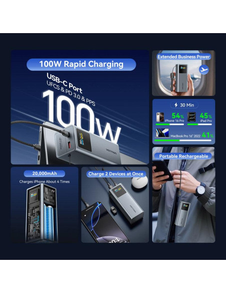 POWER BANK USB 20000MAH 100W/FKCH0 VENTION