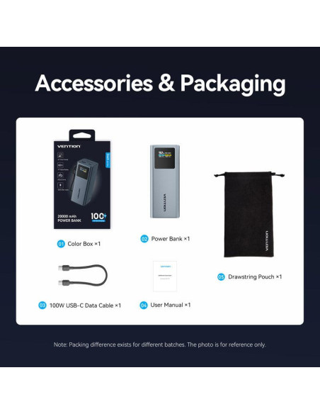 POWER BANK USB 20000MAH 100W/FKCH0 VENTION