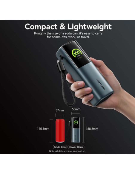 POWER BANK USB 20000MAH 165W/GRAY TFT DISPLAY FKFH0 VENTION