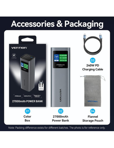 POWER BANK USB 27000MAH 140W/FKEH0 VENTION