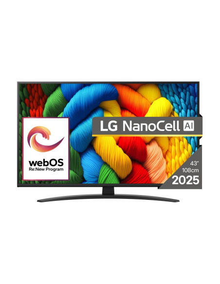 TV Set, LG, 43", 4K/Smart, 3840x2160, Wireless LAN, Bluetooth, webOS, Black, 43NANO81A3A