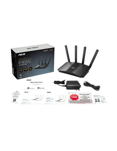 Wireless Router, ASUS, Wireless Router, 6500 Mbps, Mesh, LAN WAN ports 1, Number of antennas 4, RT-BE82U