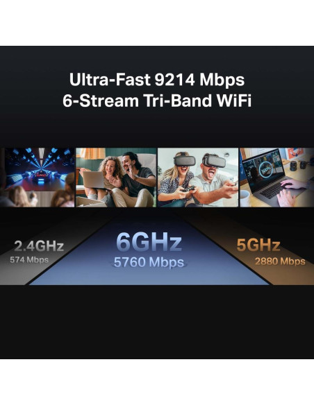 Wireless Router, TP-LINK, Wireless Router, 9214 Mbps, Mesh, Wi-Fi 7, USB 3.0, 4x2.5GbE, 1x2.5GbE, Number of antennas 6, ARCHERB