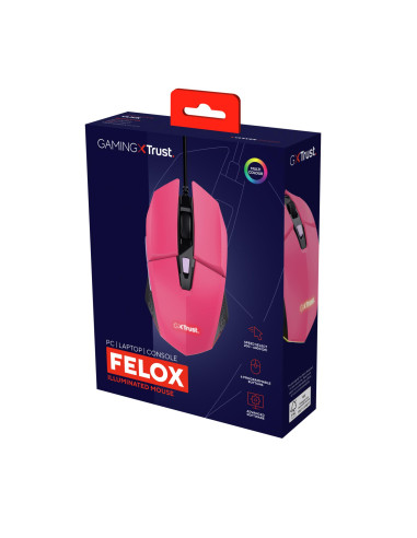 MOUSE USB OPTICAL GAMING PINK/GXT109P FELOX 25068 TRUST