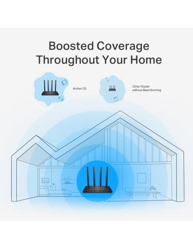 Wireless Router, TP-LINK, Wireless Router, 1200 Mbps, Wi-Fi 5, 1 WAN, 4x10/100/1000M, Number of antennas 4, ARCHERC6