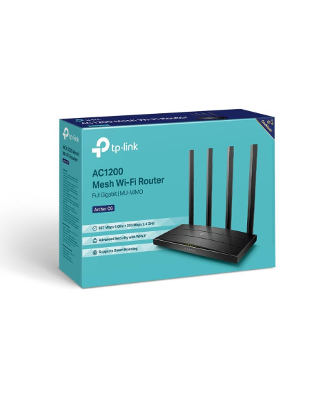 Wireless Router, TP-LINK, Wireless Router, 1200 Mbps, Wi-Fi 5, 1 WAN, 4x10/100/1000M, Number of antennas 4, ARCHERC6