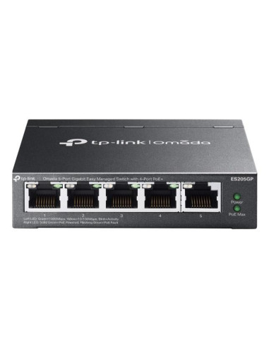 Switch, TP-LINK, ES205G, Switch type Managed, 5xRJ-45 ports, RJ-45 Ports Type Gigabit Ethernet (10/100/1000), ES205G