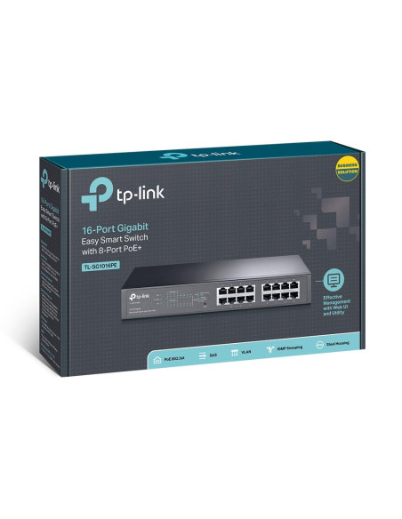 Switch, TP-LINK, Desktop/pedestal, 16x10Base-T / 100Base-TX / 1000Base-T, PoE+ ports 8, TL-SG1016PE