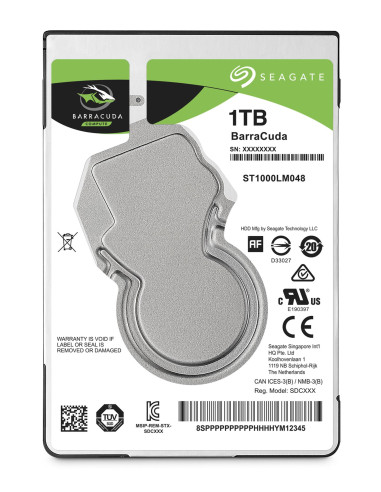 HDD, SEAGATE, Barracuda, 1TB, SATA 3.0, 128 MB, 5400 rpm, 2,5", Thickness 7mm, ST1000LM048