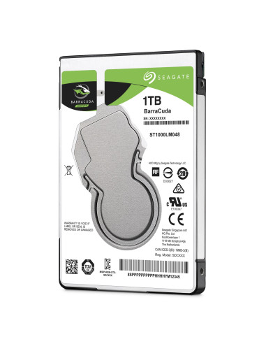 HDD, SEAGATE, Barracuda, 1TB, SATA 3.0, 128 MB, 5400 rpm, 2,5", Thickness 7mm, ST1000LM048