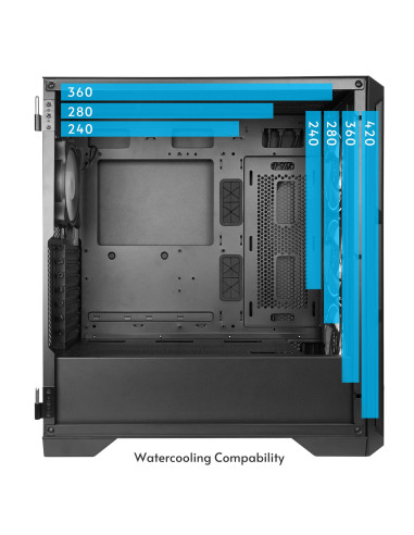 Case, CHIEFTEC, APEX LUMO, Tower, ATX, EATX, MicroATX, MiniITX, Colour Black, GA-01B-L-OP