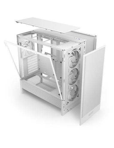 Case, NZXT, H5 Flow, MidiTower, Case product features Transparent panel, Not included, ATX, EATX, MicroATX, MiniITX, Colour Whi