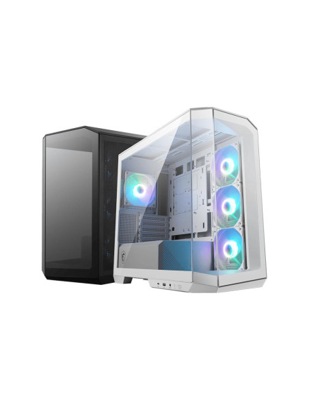 Case, MSI, MidiTower, Case product features Transparent panel, Not included, MicroATX, Colour White, MAGPANOM100RPZWHITE