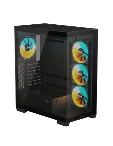Case, GIGABYTE, GB-C500P ST, MidiTower, Case product features Transparent panel, ATX, MicroATX, MiniITX, Colour Black, GB-C500P