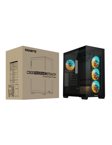 Case, GIGABYTE, GB-C500P ST, MidiTower, Case product features Transparent panel, ATX, MicroATX, MiniITX, Colour Black, GB-C500P