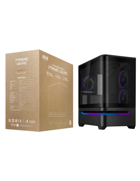 Case, ASUS, micro ATX/Mini-ITX, Black, Midi Tower, PC, Prime AP202 ARGB, PRIMEAP202TG
