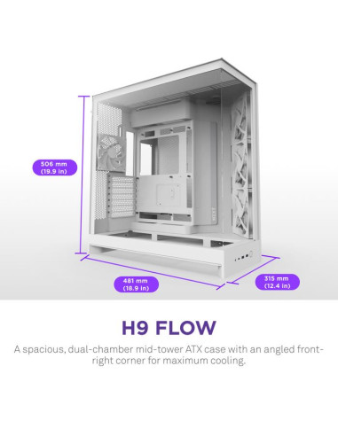 Case, NZXT, ATX/micro ATX/Mini-ITX/EATX, White, Midi Tower, PC, CM-H92FW-01