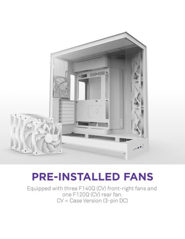 Case, NZXT, ATX/micro ATX/Mini-ITX/EATX, White, Midi Tower, PC, CM-H92FW-01