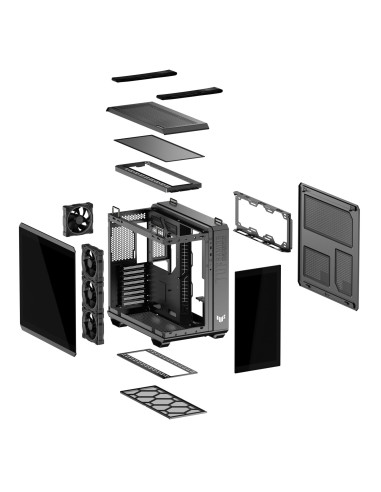 Case, ASUS, TUF Gaming GT502 Horizon, MidiTower, Case product features Transparent panel, Not included, ATX, MicroATX, MiniITX,