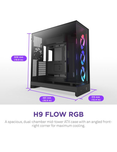 Case, NZXT, ATX/micro ATX/Mini-ITX/EATX, Black, Midi Tower, PC, CM-H92FB-R1