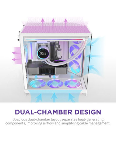 Case, NZXT, ATX/micro ATX/Mini-ITX/EATX, White, Midi Tower, PC, CM-H92FW-R1