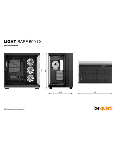 Case, BE QUIET, LIGHT BASE 600 LX, Tower, ATX, MicroATX, MiniITX, Colour Black, BGW67