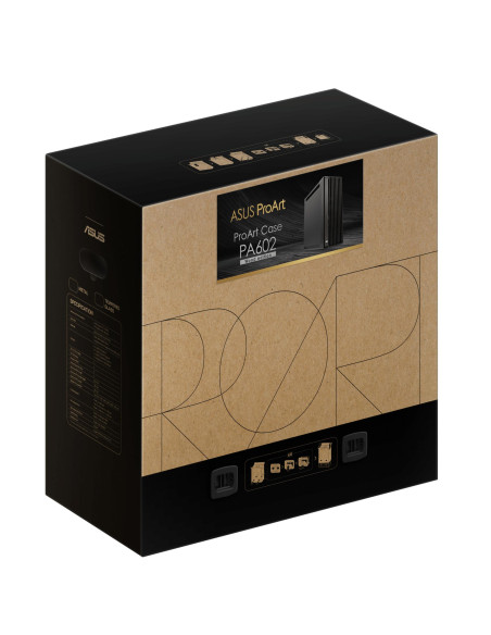 Case, ASUS, ProArt PA602 Wood Edition - Metal Panel, MidiTower, Case product features Fan control panel, Not included, Colour B