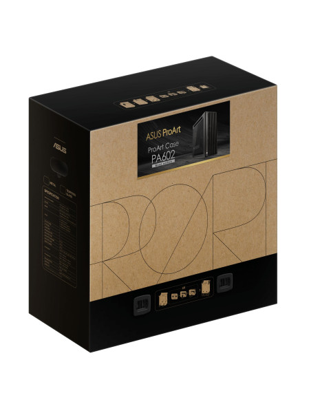 Case, ASUS, ProArt PA602 Wood Edition - Tempered Glass Panel, MidiTower, Case product features Transparent panel, ATX, EATX, Mi