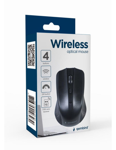 MOUSE USB OPTICAL WRL/BLACK MUSW-4B-04 GEMBIRD