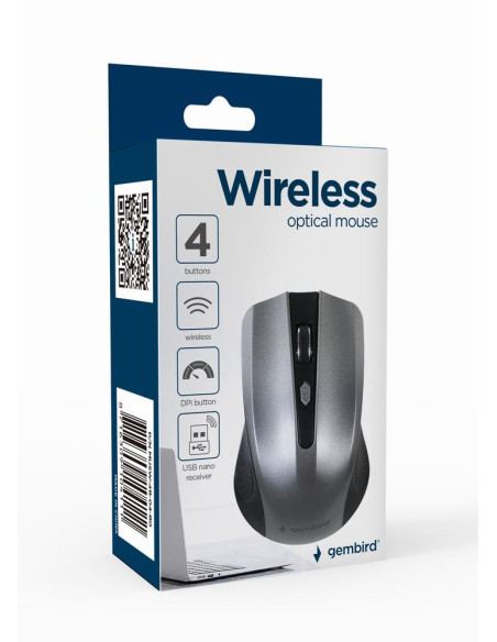 MOUSE USB OPTICAL WRL BLACK/GREY MUSW-4B-04-BG GEMBIRD
