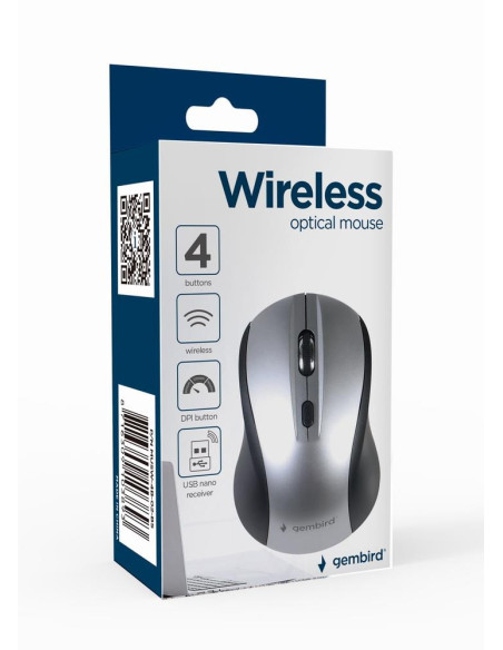 MOUSE USB OPTICAL WRL BLACK/SILVER MUSW-4B-02-BS GEMBIRD