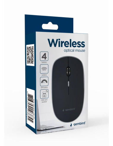 MOUSE USB OPTICAL WRL/BLACK MUSW-4B-01 GEMBIRD