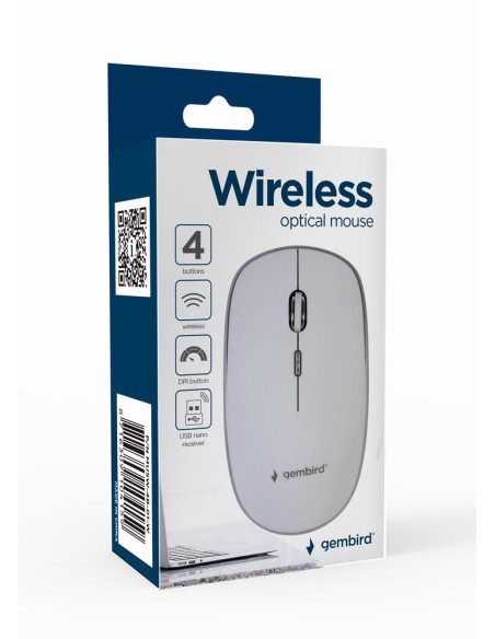 MOUSE USB OPTICAL WRL/WHITE MUSW-4B-01-W GEMBIRD