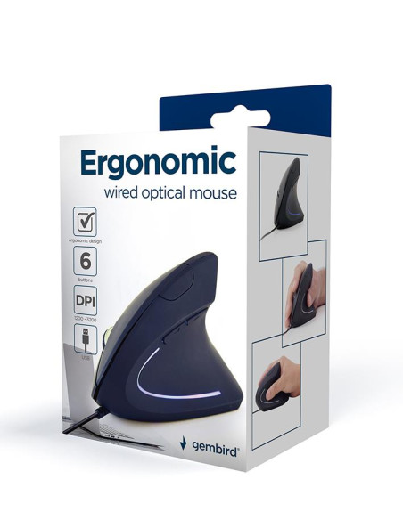 MOUSE USB OPTICAL BLACK/ERGONOMIC MUS-ERGO-01 GEMBIRD
