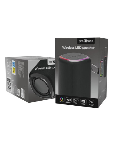 Portable Speaker, GEMBIRD, Black, Wireless, Bluetooth, SPK-BT-LED-08S
