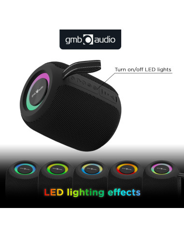 Portable Speaker, GEMBIRD, Black, Portable/Wireless, Bluetooth, SPK-BT-LED-05-BK