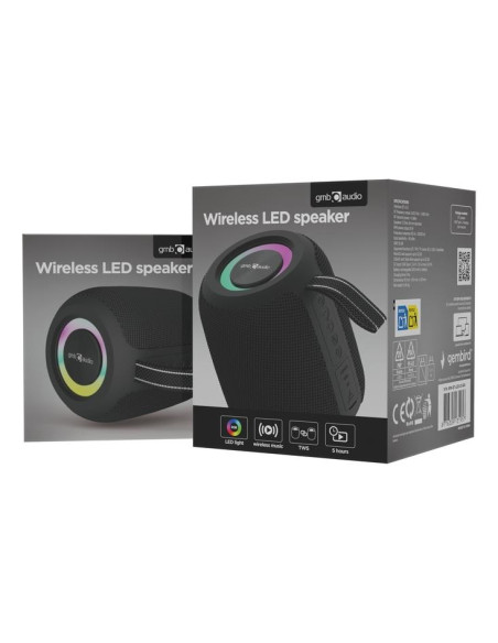 Portable Speaker, GEMBIRD, Black, Portable/Wireless, Bluetooth, SPK-BT-LED-05-BK