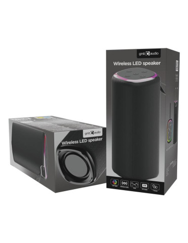 Portable Speaker, GEMBIRD, Black, Wireless, Bluetooth, SPK-BT-LED-08L