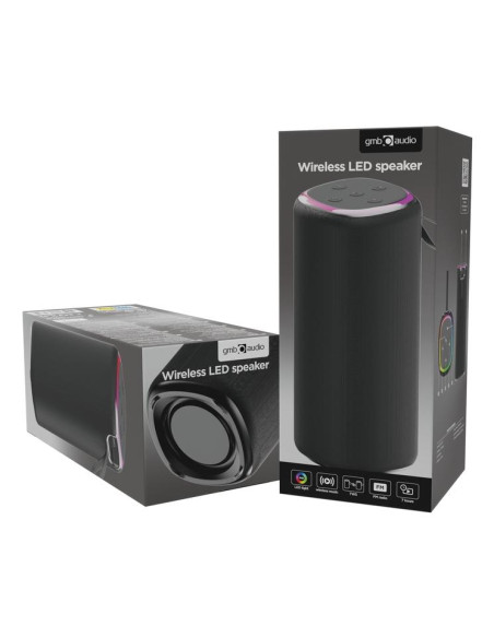Portable Speaker, GEMBIRD, Black, Wireless, Bluetooth, SPK-BT-LED-08L