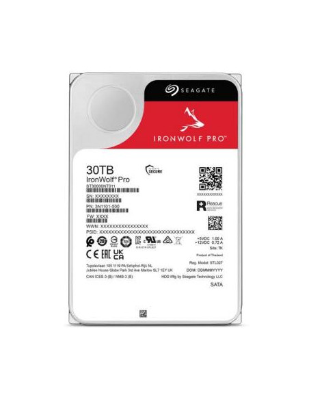 HDD, SEAGATE, IronWolf Pro, 30TB, 512 MB, 7200 rpm, 3,5", ST30000NT011