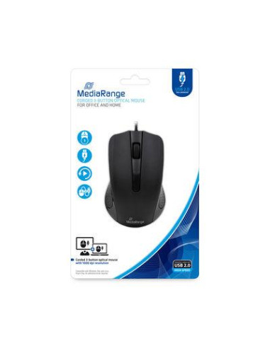 MOUSE USB OPTICAL BLACK/3-BUTTON MROS210 MEDIARANGE