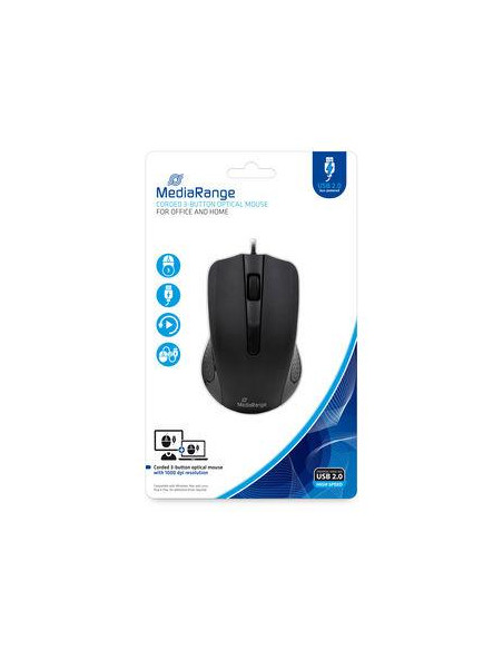 MOUSE USB OPTICAL BLACK/3-BUTTON MROS210 MEDIARANGE