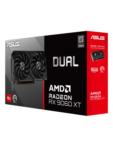 Graphics Card, ASUS, AMD, Radeon RX 9060 XT, 16 GB, GDDR6, 128 bit, PCI Express 5.0, Active, DUAL-RX9060XT-16G