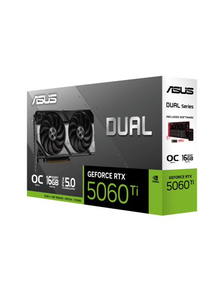 Graphics Card, ASUS, NVIDIA GeForce RTX 5060 Ti, 16 GB, GDDR7, 128 bit, PCIE 5.0 16x, Dual Slot Fansink, 1xHDMI, 3xDisplayPort,