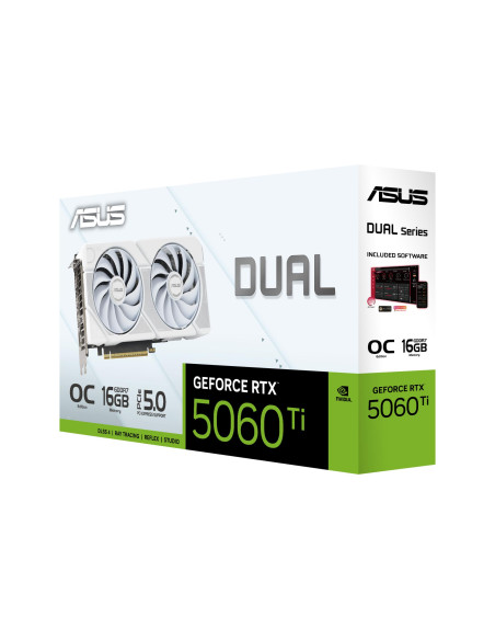 Graphics Card, ASUS, NVIDIA, GeForce RTX 5060 Ti, 16 GB, GDDR7, 128 bit, PCI Express 5.0, Active, DUAL-RTX5060TI-O16G-WHITE