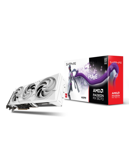 Graphics Card, SAPPHIRE, AMD Radeon RX 9070, 16 GB, GDDR6, 256 bit, PCIE 5.0 16x, Triple slot Fansink, 2xHDMI, 2xDisplayPort, 1