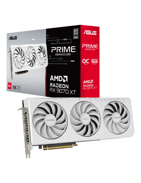 Graphics Card, ASUS, AMD, Radeon RX 9070 XT, 2460 MHz, 16 GB, GDDR6, 256 bit, PCI Express 5.0, Active, PRIME-RX9070XT-O16G-WH