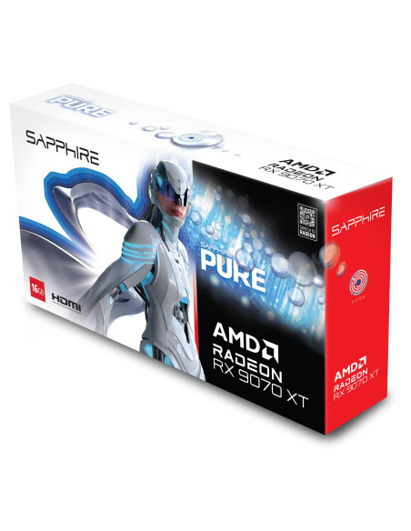 Graphics Card, SAPPHIRE, AMD Radeon RX 9070 XT, 16 GB, GDDR6, 256 bit, PCIE 5.0 16x, GPU 2460 MHz, Triple slot Fansink, 2xHDMI,