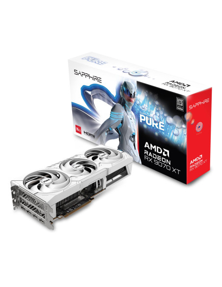 Graphics Card, SAPPHIRE, AMD Radeon RX 9070 XT, 16 GB, GDDR6, 256 bit, PCIE 5.0 16x, GPU 2460 MHz, Triple slot Fansink, 2xHDMI,