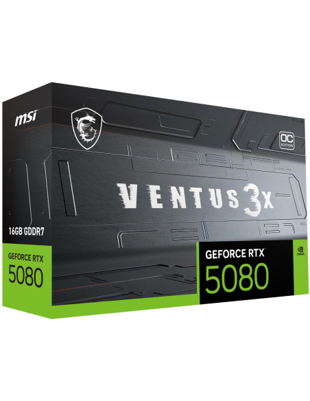 Graphics Card, MSI, NVIDIA GeForce RTX 5080, 16 GB, GDDR7, 256 bit, PCIE 5.0 16x, Dual Slot Fansink, 1xHDMI, 3xDisplayPort, RTX